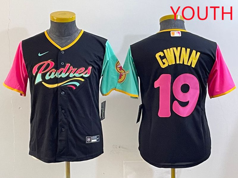 Youth San Diego Padres 19 Gwynn Black City Edition Game 2025 Nike MLB Jersey style 1